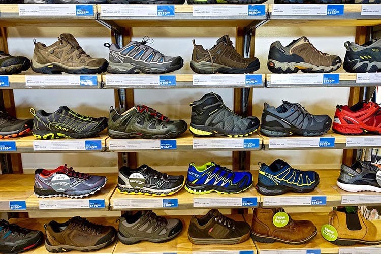 Footwear,Shoe,Shoe store,Sportswear,Athletic shoe,Walking shoe,Collection,Outdoor shoe,Hiking boot,Running shoe