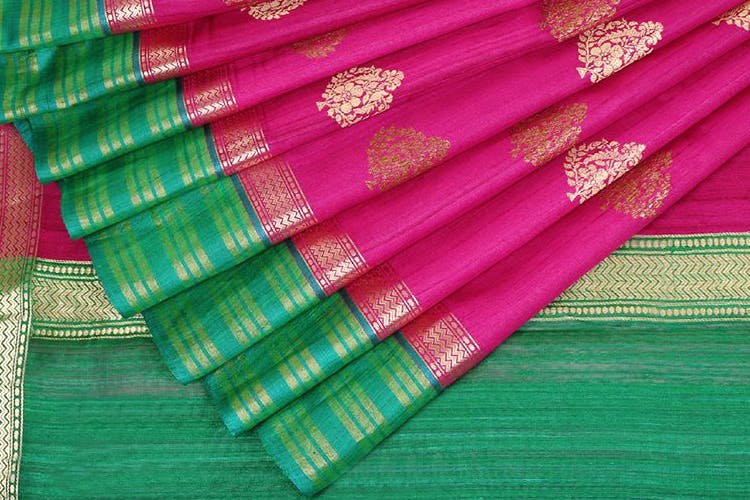 Yellow with Red Dual Tone Kanchipuram Silk Saree