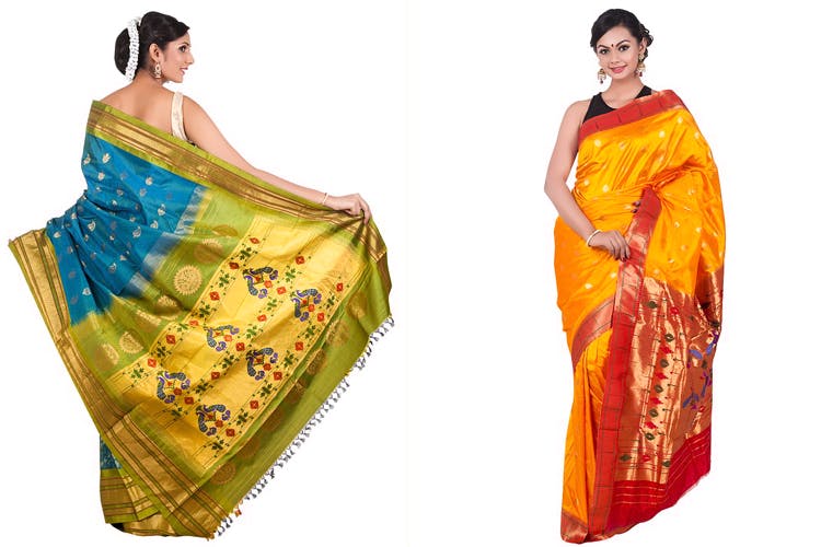 Clothing,Sari,Yellow,Green,Silk,Orange,Textile,Blouse,Fashion model,Formal wear