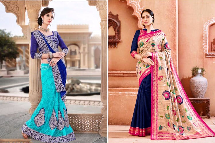 Clothing,Sari,Pink,Dress,Formal wear,Aqua,Purple,Magenta,Turquoise,Tradition