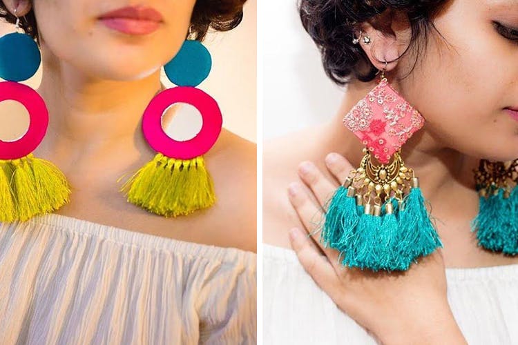 Hair,Turquoise,Yellow,Earrings,Pink,Fashion accessory,Jewellery,Turquoise,Ear,Neck