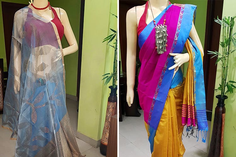 Clothing,Formal wear,Boutique,Textile,Fashion design,Silk,Dress,Magenta,Sari,Costume design