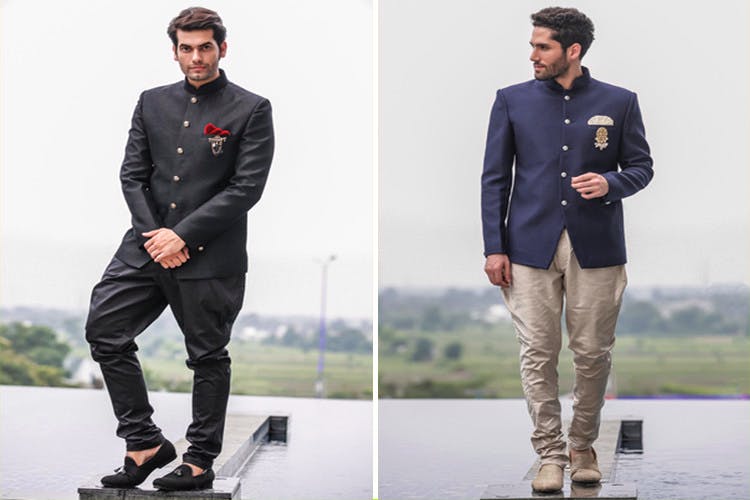 Buy Blue Paisley Textured Jodhpuri Suit Online @Manyavar - Suit Set for Men