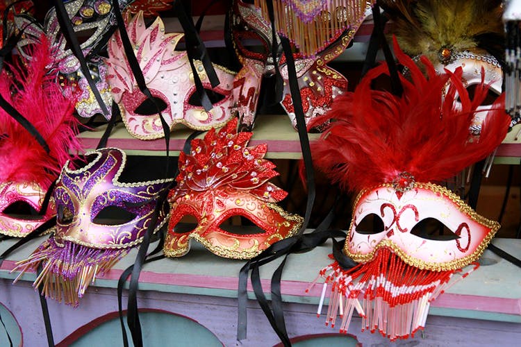 Mask,Masque,Costume,Carnival,Pink,Public event,Festival,Headgear,Event