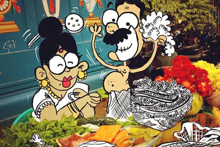 Cartoon,Animated cartoon,Illustration,Art,Meal,Animation,Mural,Food,Cuisine,Dish