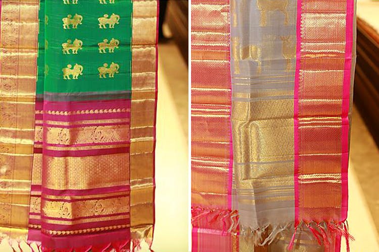 Kanchipuram Silk Saree | Handwoven Pure Silk | Pure Zari | PV NYC 420 –  Panjavarnam