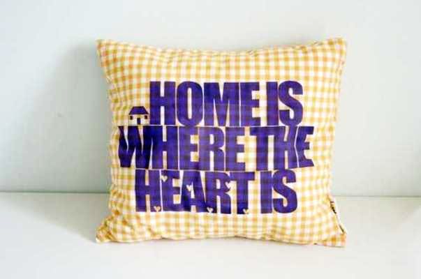 Throw pillow,Pillow,Cushion,Yellow,Purple,Furniture,Pattern,Text,Font,Textile