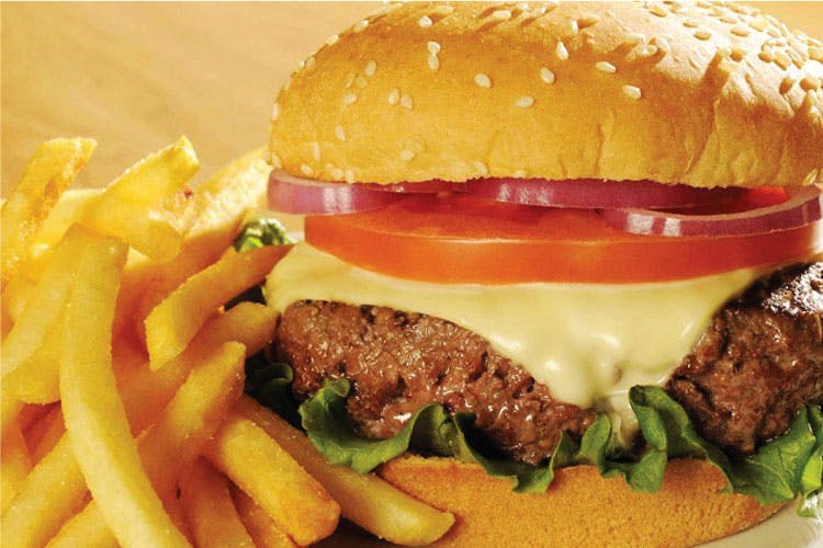 Dish,Food,Cuisine,Junk food,Hamburger,Fast food,Buffalo burger,French fries,Cheeseburger,Burger king premium burgers