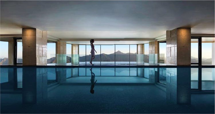 Architecture,Property,Building,Swimming pool,Room,Interior design,Water,House,Ceiling,Glass