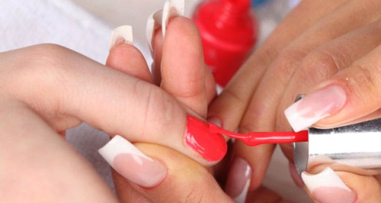 Nail polish,Nail,Finger,Nail care,Manicure,Cosmetics,Red,Pink,Hand,Beauty