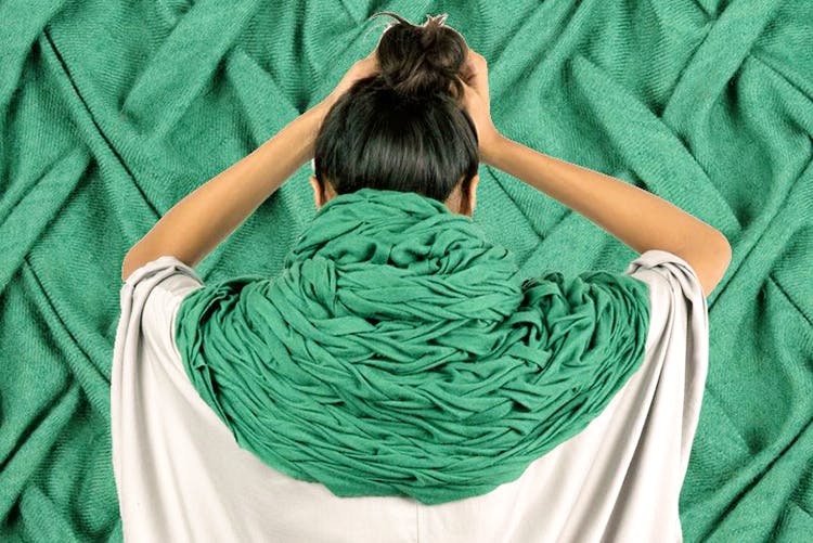 Green,Turquoise,Teal,Wool,Scarf,Stole,Thread,Textile,Outerwear,Neck