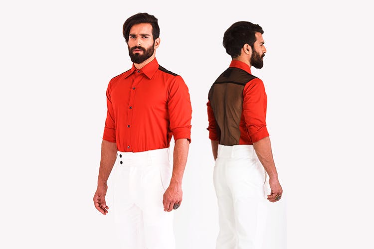 Clothing,White,Red,Orange,Sleeve,Fashion,Outerwear,Standing,Collar,Neck