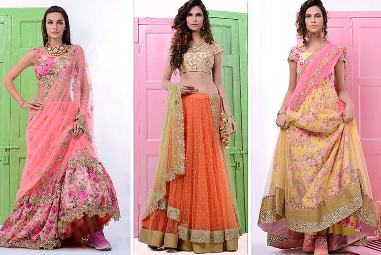 Clothing,Pink,Dress,Formal wear,Sari,Peach,Fashion model,Gown,Yellow,Fashion