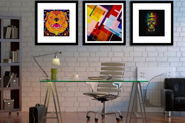 Modern art,Interior design,Wall,Room,Art,Furniture,Table,Visual arts,Glass,Painting