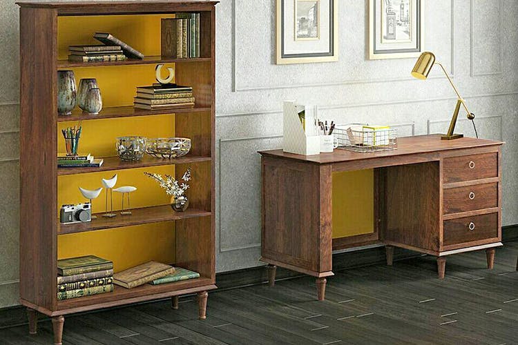 Furniture,Shelf,Room,Desk,Shelving,Yellow,Cabinetry,Table,Display case,Computer desk