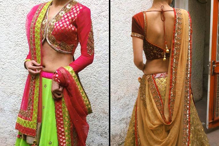 Sari,Clothing,Maroon,Pink,Magenta,Blouse,Dress,Formal wear,Beige,Tradition
