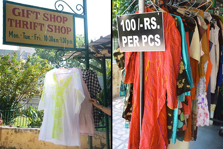 At this thrift store you can buy clothes for ten rupees