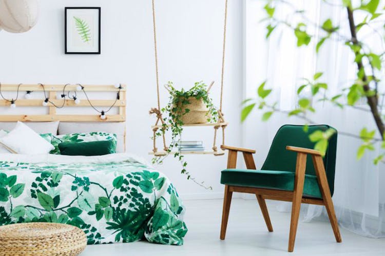 Green,Furniture,Room,Interior design,Chair,Living room,Table,Houseplant,Plant,Home