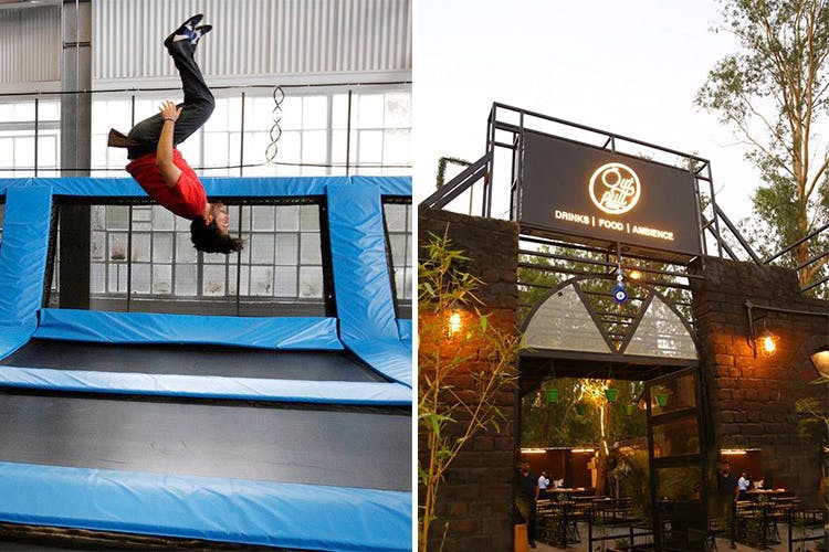 Flip (acrobatic),Trampolining--Equipment and supplies,Trampoline,Basketball hoop,Leisure,Recreation,Sport venue,Games