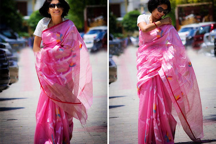 Sari,Pink,Clothing,Magenta,Fashion,Textile,Dress,Formal wear,Fashion design,Photography