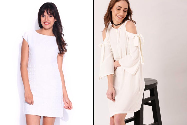 Clothing,White,Shoulder,Dress,Sleeve,Day dress,Joint,Neck,Fashion,Cocktail dress