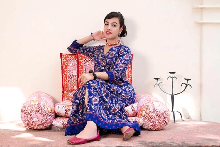 Block Print 'Paisley' Cotton Long Dress Kurta