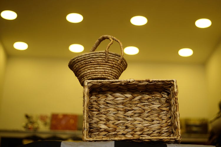 Storage basket,Wicker,Basket,Room,Interior design