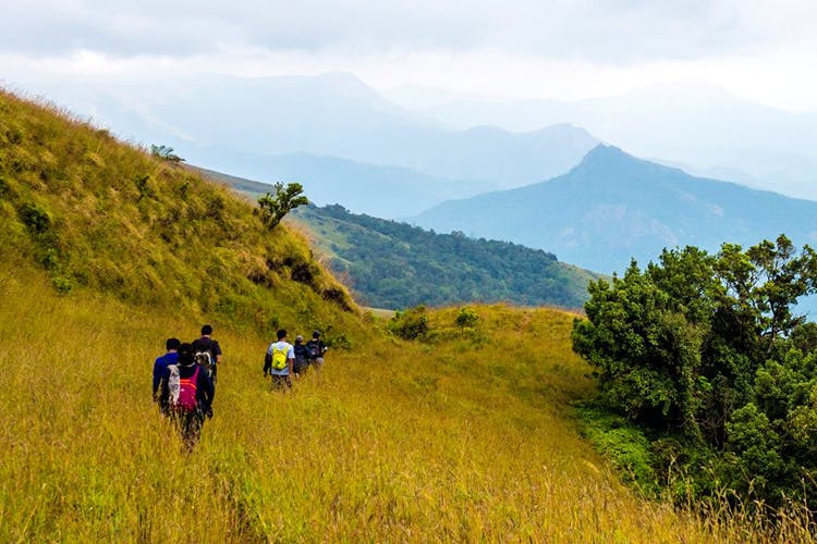 Grassland,Natural landscape,Mountainous landforms,Mountain,Backpacking,Hill,Natural environment,Wilderness,Adventure,Grass