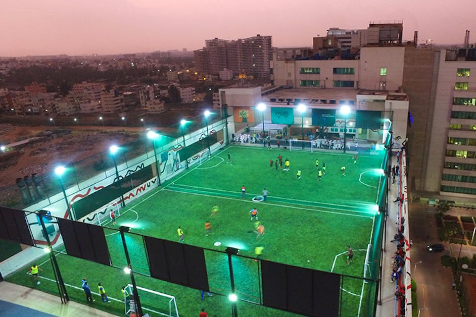 Rooftop Football Arena At Embassy Manyata Business Park Lbb Bangalore