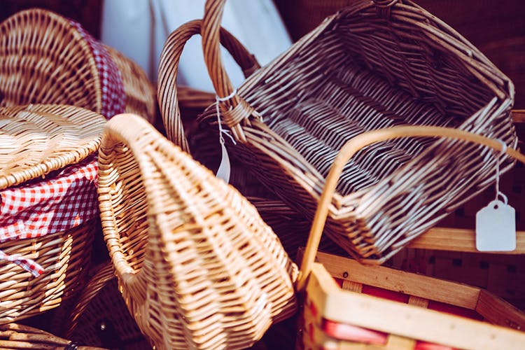 Avika Oval Handle Cane Bamboo Basket for Multipurpose uses for Hamper  Chocolate Flower Pooja Cane Basket,Festival Gifts Packing with Handle Set  of 3 Baskets. Size 14 inch, 13 inch,12 inch : Amazon.in: