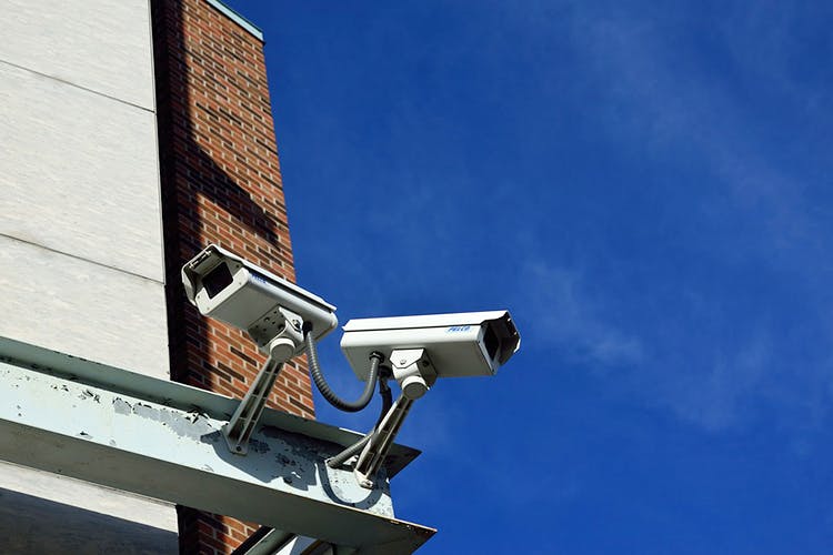 Blue,Sky,Daytime,Architecture,Security,Roof,Technology,Cloud,Antenna,Street light