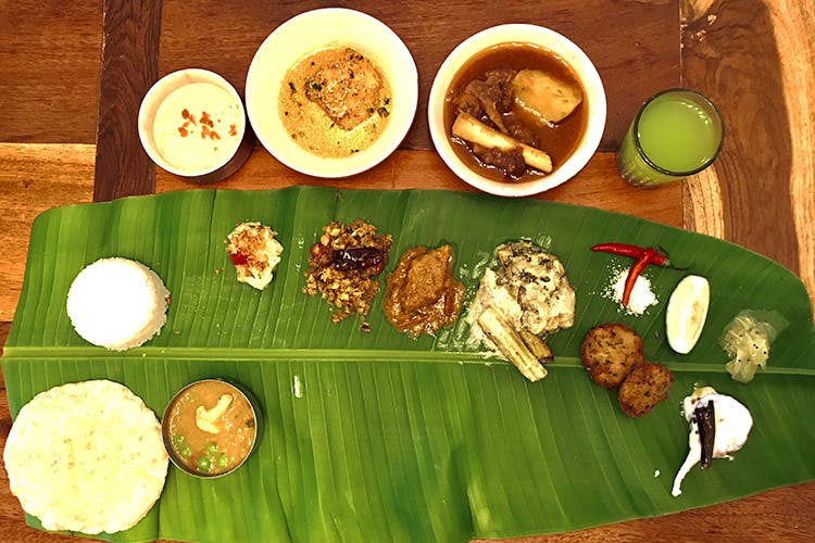 Dish,Food,Cuisine,Sadya,Meal,Ingredient,Comfort food,Tamil food,Andhra food,Banana leaf