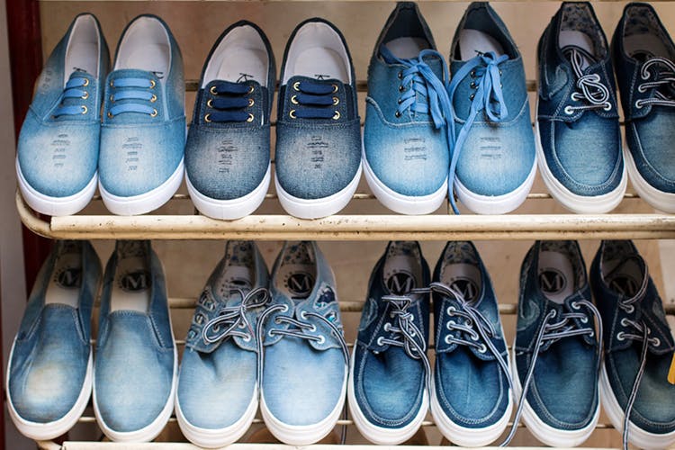 Footwear,Shoe,Blue,Plimsoll shoe,Sneakers,Jeans,Athletic shoe,Denim,Collection,Shoe store