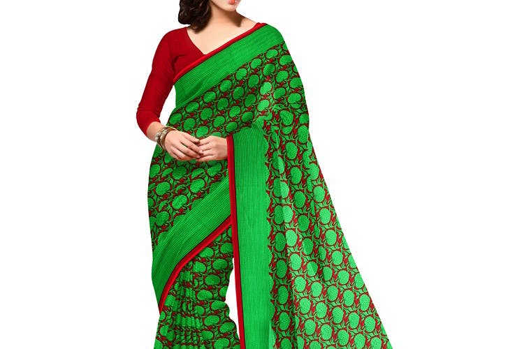 Clothing,Green,Sari,Maroon,Magenta,Blouse,Textile,Formal wear,Pattern,Sleeve