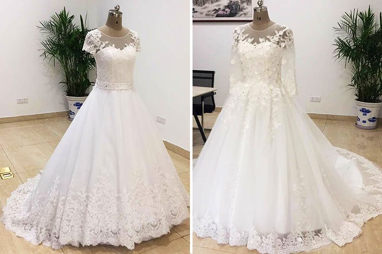 Gown,Wedding dress,Clothing,Dress,Shoulder,Bridal clothing,White,Bridal party dress,Bride,A-line