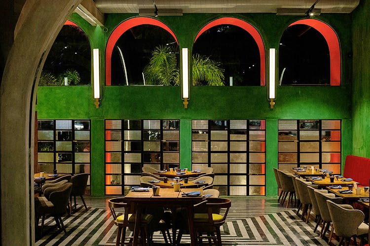 Building,Restaurant,Architecture,Room,Interior design,Café,Arch,Table,Cafeteria,Furniture