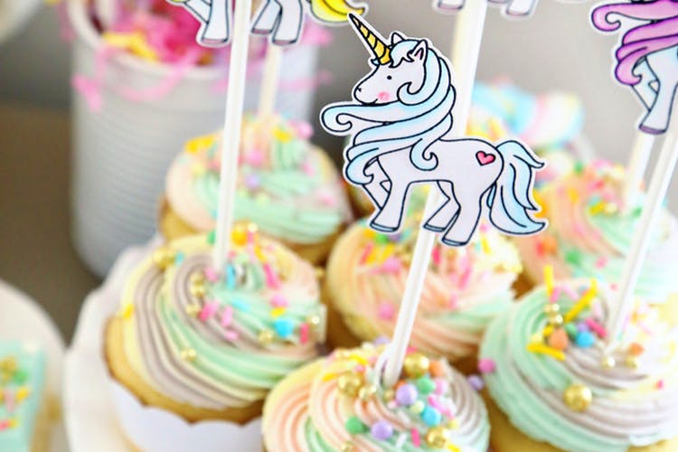 Buttercream,Icing,Pink,Cake,Unicorn,Birthday,Sprinkles,Sweetness,Fictional character,Food