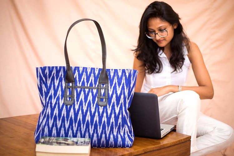 Ikat tote best sale bags india