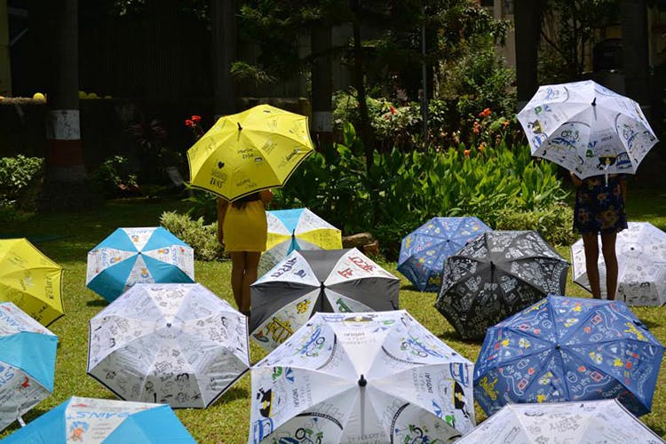 Umbrella,Tree,Art,Fashion accessory,Paper,Rock,World,Paper product,Plastic