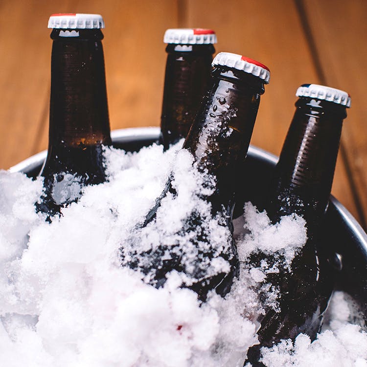 Snow,Beer bottle,Bottle,Drink,Alcohol,Ice beer