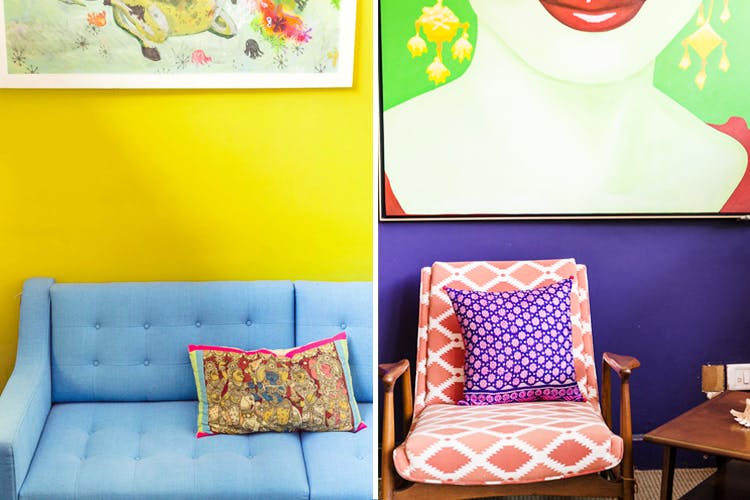 Cushion,Pillow,Furniture,Throw pillow,Room,Yellow,Orange,Living room,Pink,Interior design