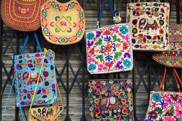 Rajasthani & Gujarati Embroidery Handbag Small Flower Printed Design Bag  for Women / Girl Free Shipping Color Cream - Etsy Denmark