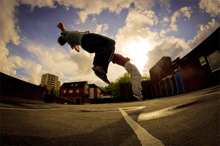 Skateboarding,Kickflip,Skateboard,Skateboarder,Recreation,Boardsport,Sky,Photography,Skateboarding Equipment,Flip (acrobatic)